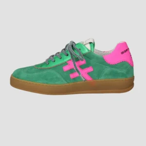 ANOTHER TREND - [VENTO]Green Metallic & Suede and Luminous Pink Trainer [Back Soon]