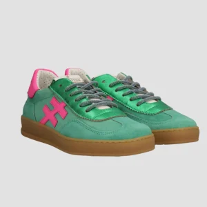 ANOTHER TREND - [VENTO]Green Metallic & Suede and Luminous Pink Trainer [Back Soon]