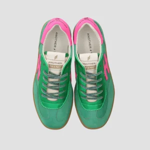 ANOTHER TREND - [VENTO]Green Metallic & Suede and Luminous Pink Trainer [Back Soon]