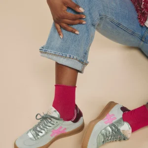 ANOTHER TREND - {A032 Mint} Mint and Cerise Pink Trainer [Generous Fit]