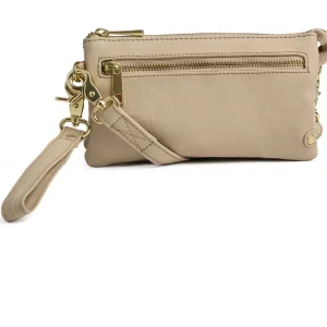 Depeche - 11998 Beige Leather Clutch Crossbody Bag