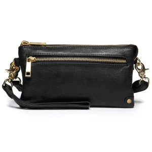 Depeche -11998 Black Leather Clutch Crossbody Bag