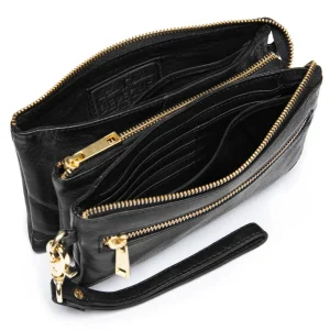 Depeche -11998 Black Leather Clutch Crossbody Bag