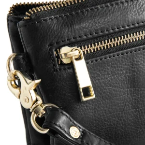 Depeche -11998 Black Leather Clutch Crossbody Bag