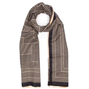 Elie Beaumont - Black and Sand Geometric Scarf