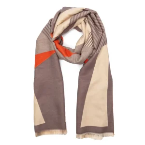 Elie Beaumont - Grey / Ivory & Brick Geometric Scarf