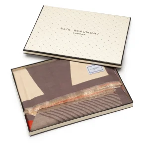 Elie Beaumont - Grey / Ivory & Brick Geometric Scarf