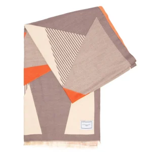 Elie Beaumont - Grey / Ivory & Brick Geometric Scarf