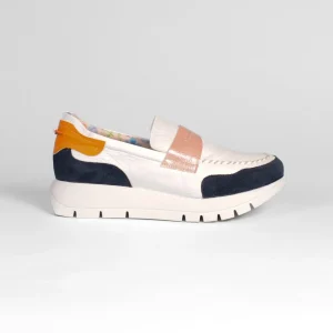Jose Saenz - 2290 White and Navy Wedge Loafer