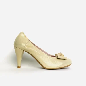 Le Babe - 1355 Gold Med Heel Court Shoe*