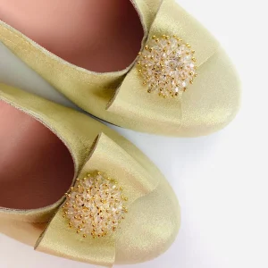Le Babe - 1355 Gold Med Heel Court Shoe*