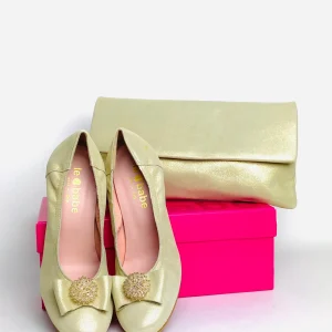 Le Babe - 1355 Gold Med Heel Court Shoe*