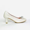 Le Babe - 3047 Ivory leather Cluster Court shoe with a Kitten heel*
