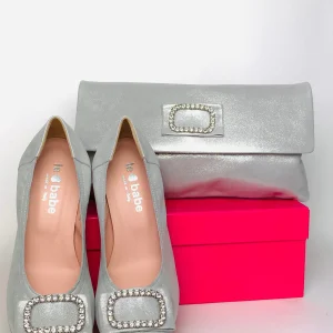 Le Babe - 3037 Silver Diamonte Kitten Heel*