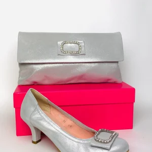 Le Babe - 3037 Silver Diamonte Kitten Heel*