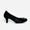 Le Babe - 3037S3 Black Diamonte Kitten Heel Court*