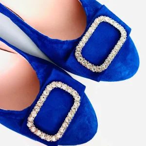Le Babe - 3037S3 Blue Diamonte Kitten Heel Court*