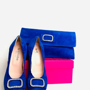 Le Babe - 3037S3 Blue Diamonte Kitten Heel Court*