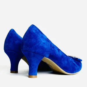 Le Babe - 3037S3 Blue Diamonte Kitten Heel Court*