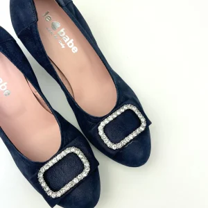 Le Babe - 3037S3 Navy Diamonte Kitten Heel Court*