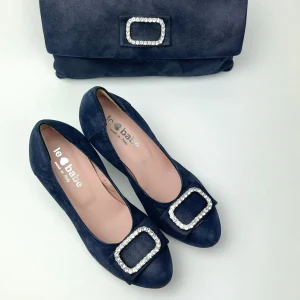 Le Babe - 3037S3 Navy Diamonte Kitten Heel Court*