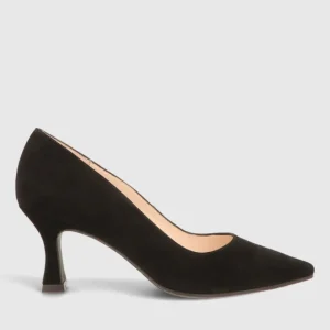 Lodi - Jona Black Suede Court with a Kitten heel*