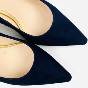 Lodi - Jona Navy Suede Court with a Kitten heel*