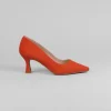 Lodi - Jona Orange Kitten Heel Court Shoe