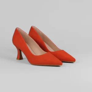Lodi - Jona Orange Kitten Heel Court Shoe