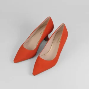 Lodi - Jona Orange Kitten Heel Court Shoe