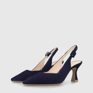 Lodi - Juco Navy Suede Kitten Heel Slingback*