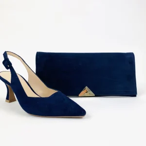 Lodi - Juco Navy Suede Kitten Heel Slingback*