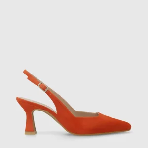 Lodi - Juco Orange Suede Kitten Heel Sling Back