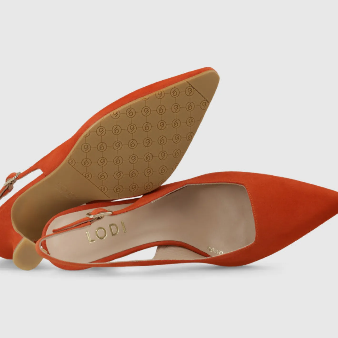 lodi__juco_orange_suede_k_3.webp Lodi - Juco Orange Suede Kitten Heel Sling Back