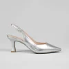 Lodi - Juco Silver Slingback with a kitten heel