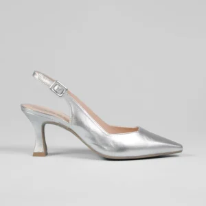 Lodi - Juco Silver Slingback with a kitten heel