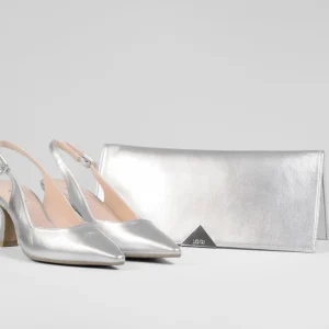 Lodi - Juco Silver Slingback with a kitten heel
