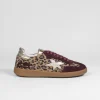 Meline - R 526 Burgundy and Leopard Trainers