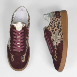 Meline - R 526 Burgundy and Leopard Trainers
