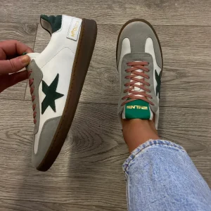 Méliné Meline - R 526 White and Green Retro Trainer
