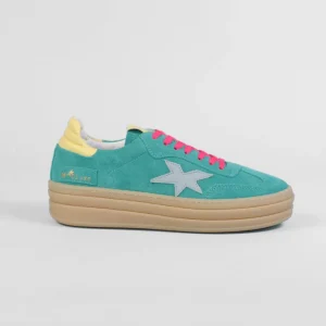 Méliné - 526 Z Green and Pink Retro Trainer