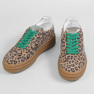 Méliné - 525 ZLeopard and Green Platform Lace Trainers