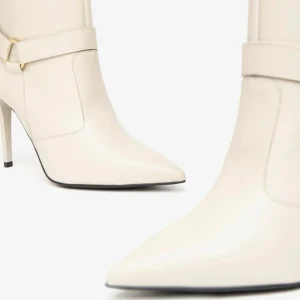NeroGiardini - I410824DE Cream Leather Stiletto Mid Calf Boot.