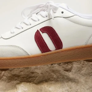 Odaje - Lucia White and Burgundy Retro Trainer