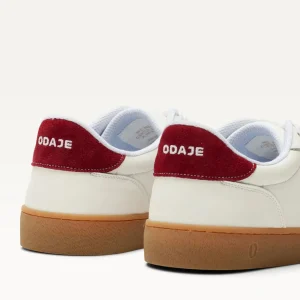 Odaje - Lucia White and Burgundy Retro Trainer