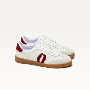 Odaje - Lucia White and Burgundy Retro Trainer