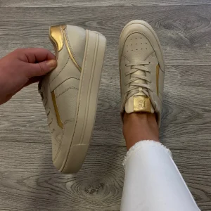Paul Green - 5427 Beige and Gold Platform Trainers
