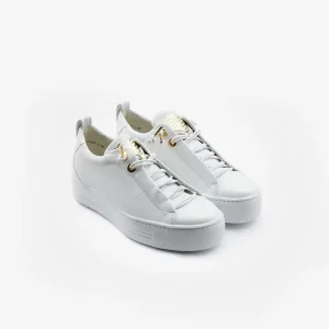 Paul Green - 5017 White Elastic Slip On Trainer*