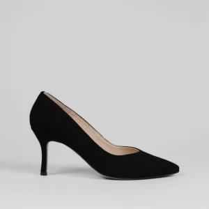 Rachels - Z6047 Black Suede V Court Shoe