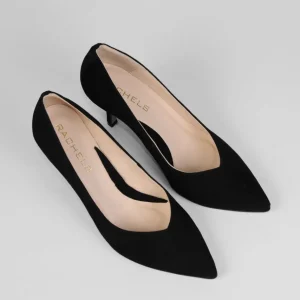 Rachels - Z6047 Black Suede V Court Shoe